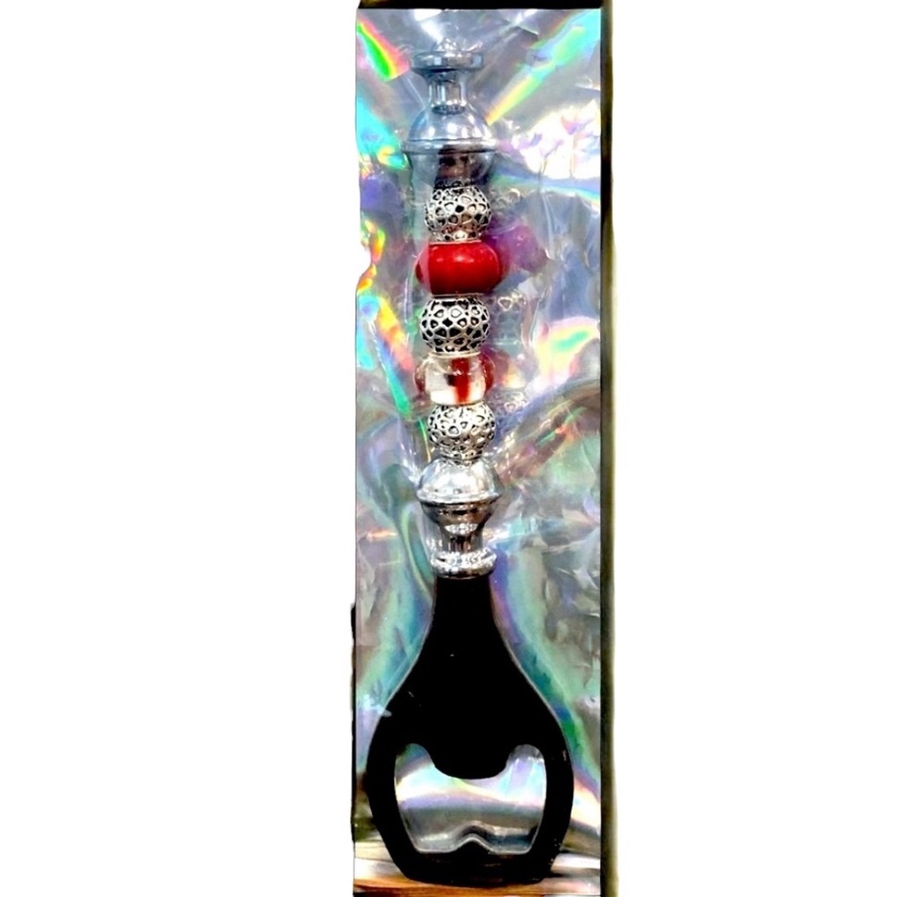 Bottle Opener Elegant Black, Red, & Silver